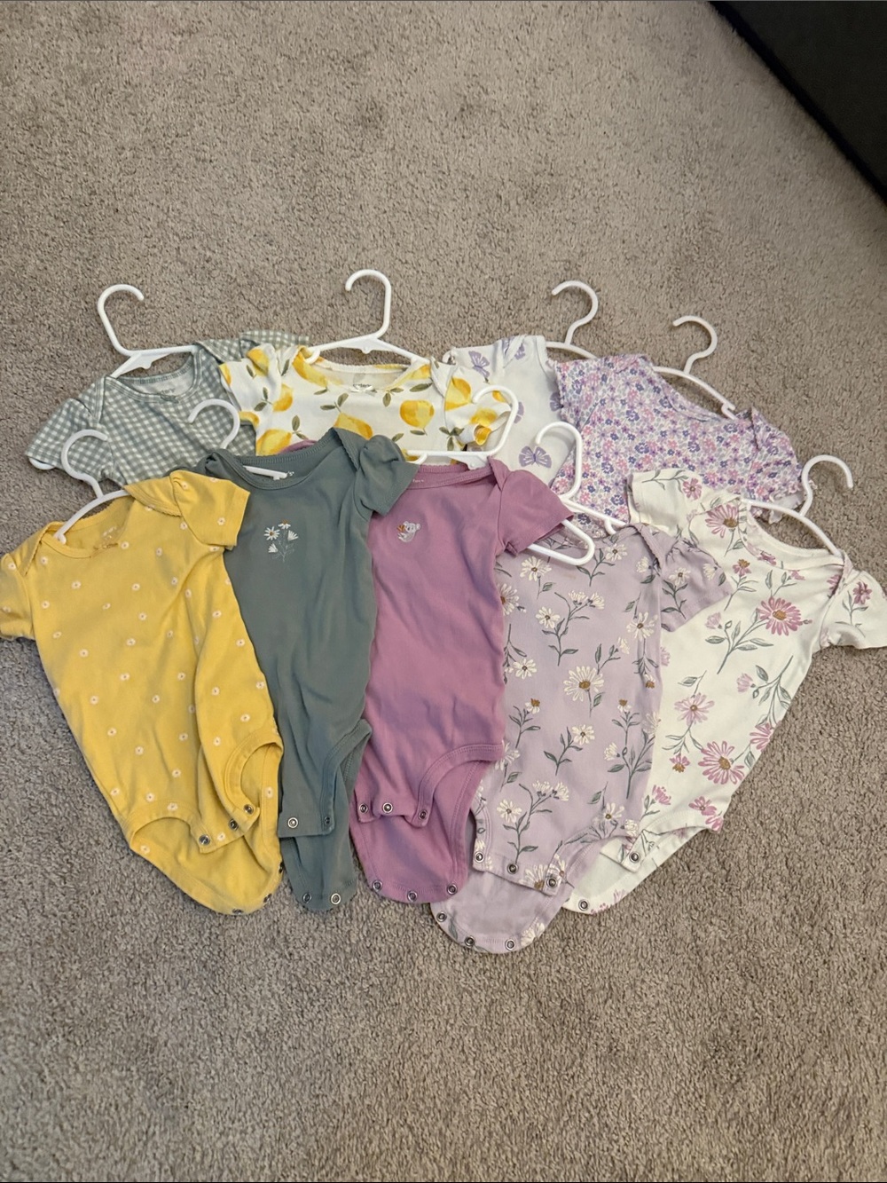 Assorted Baby Girl Short Sleeve Onesies - Floral & Solid Pack